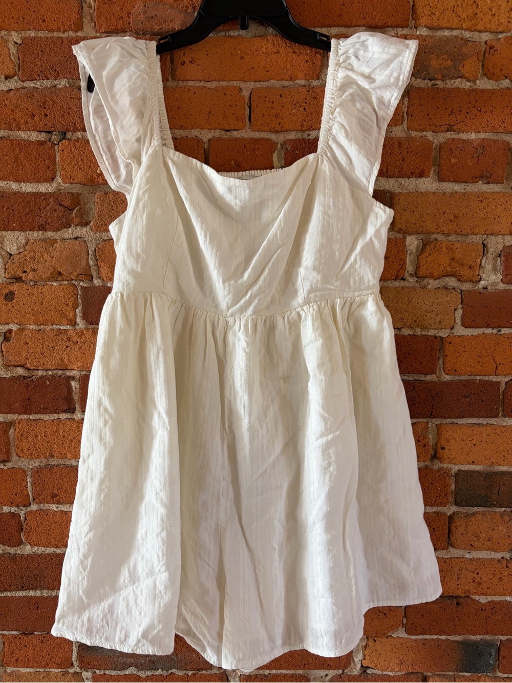 American Eagle White Ruffled Sleeve Breezy Top